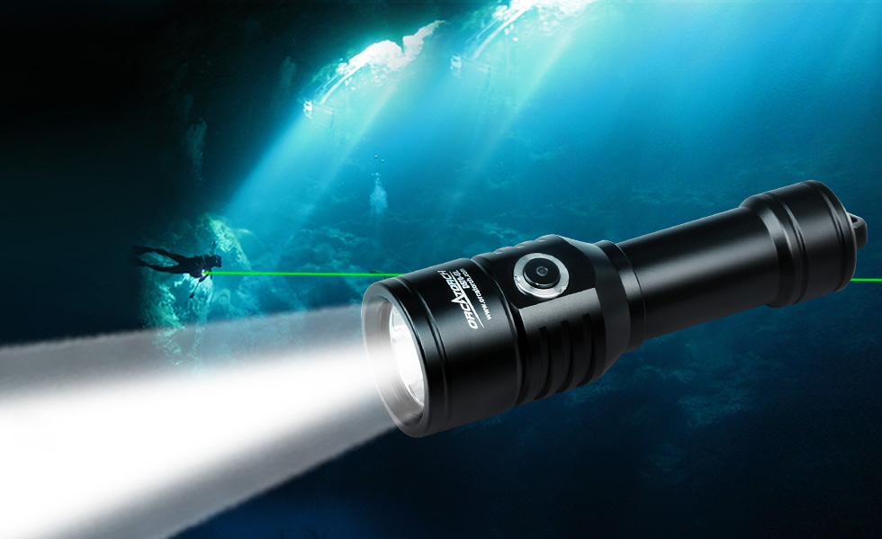 【潛水裝備】一支激光+強光（guāng）的潛水手（shǒu）電（diàn）筒