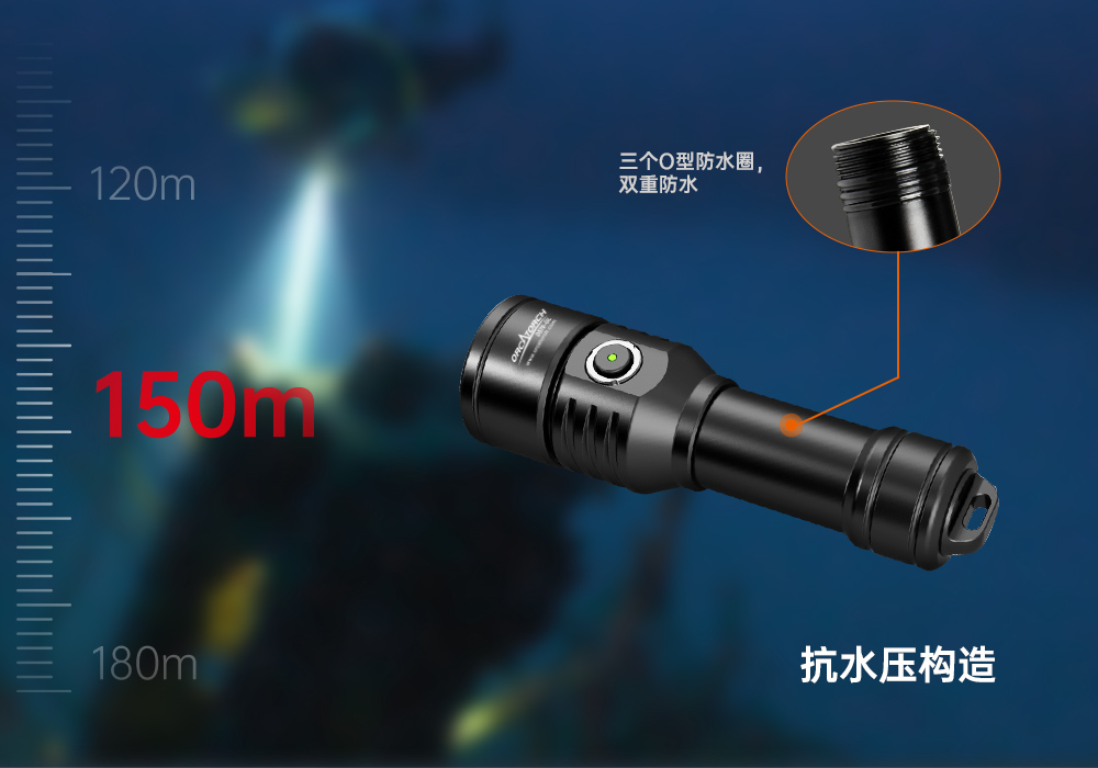 D570-RL激光潛水手電_紅(hóng)光潛水手電筒_白光+紅激(jī)光潛水手電筒_水下探索(suǒ)手電筒 草莓视频官网OrcaTorch