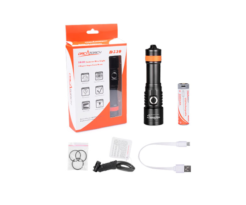 D530聚光潛水手電筒，休閑潛水照明，休閑潛水手電筒，休閑潛（qián）水補光燈， OrcaTorch草莓视频官网