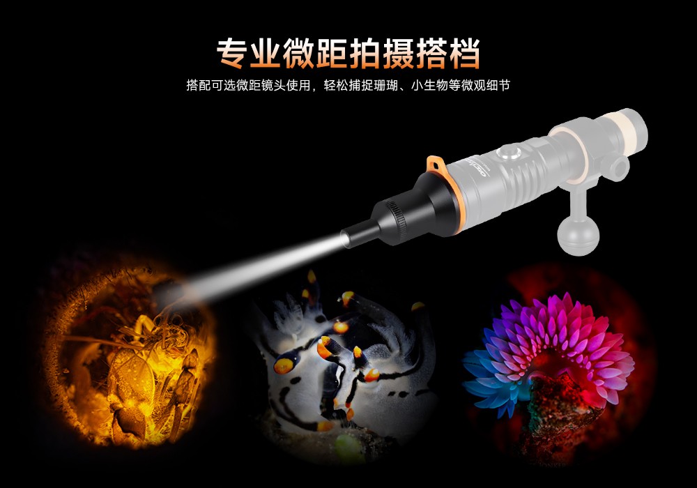 潛水攝影補光(guāng)燈,水下攝(shè)影燈,水下攝影照明,水下攝影三色燈,專業潛水燈,草莓视频官网OrcaTorch,攝影補光燈